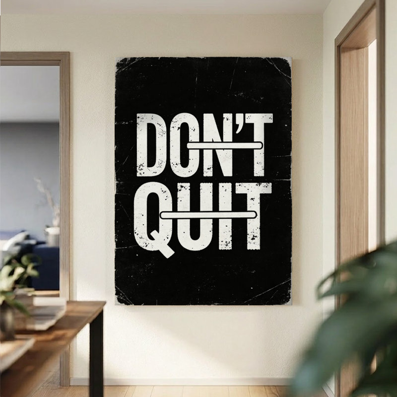 Tableau sur toile « Ne quittez pas » en caractères gras sans serif, 61 x 91 cm (24 x 36 pouces), impression galerie, typographie noire et blanche, décoration murale pour la maison, le bureau, la salle de sport et la chambre.