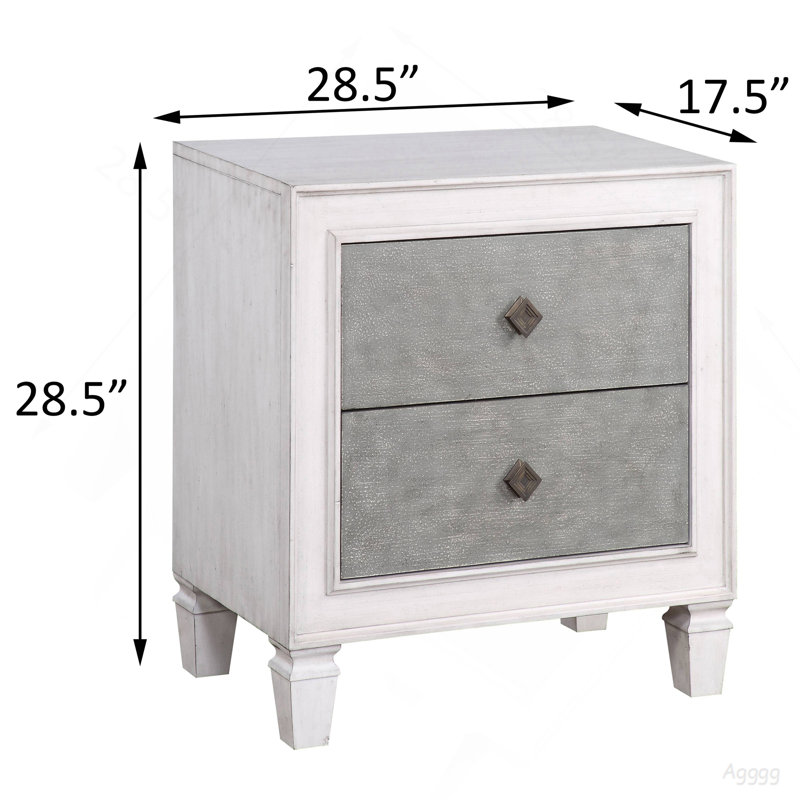 Rustic Grey and Weathered White 2-drawer Nightstand