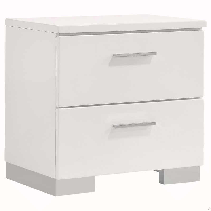Table de chevet blanche 2 tiroirs ultrabrillante