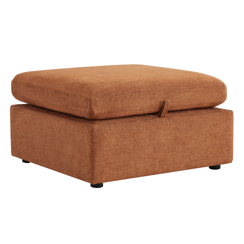Winfree 33.9" Wide Rectangle Storage Ottoman, Orange