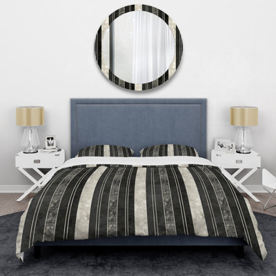 Grey Silver Glamorous Pinstripe - Glam Duvet Cover Set