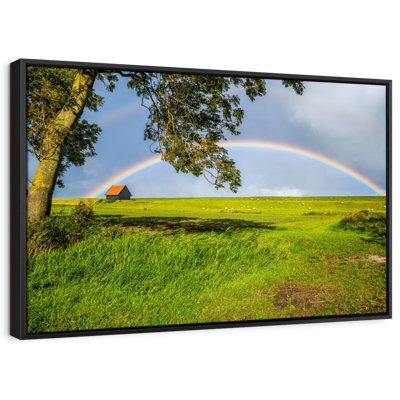 Impression sur toile arc-en-ciel au-dessus d'une maison de campagne