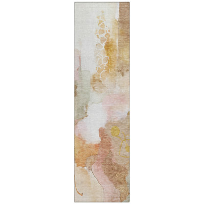 Machine Washable Indoor/Outdoor Xhevrie Mauve Rug