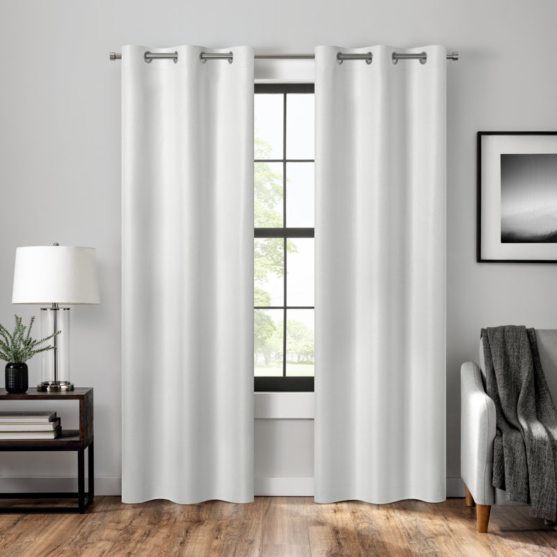 Eclipse Welwick Magnitech 100% Blackout Curtain, Grommet Window Curtain Panel, Seamless Magnetic Closure for Bedroom, Living Room or Nursery, 84 in long x 37 in wide, (2 Panels), White