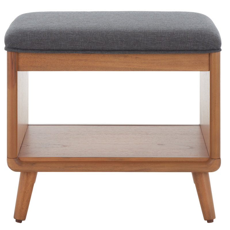 Polyester Upholstered Storage Bench, Dark Gray
