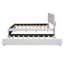 Lit plateforme simple beige avec tête de lit gigogne et brique-642469679