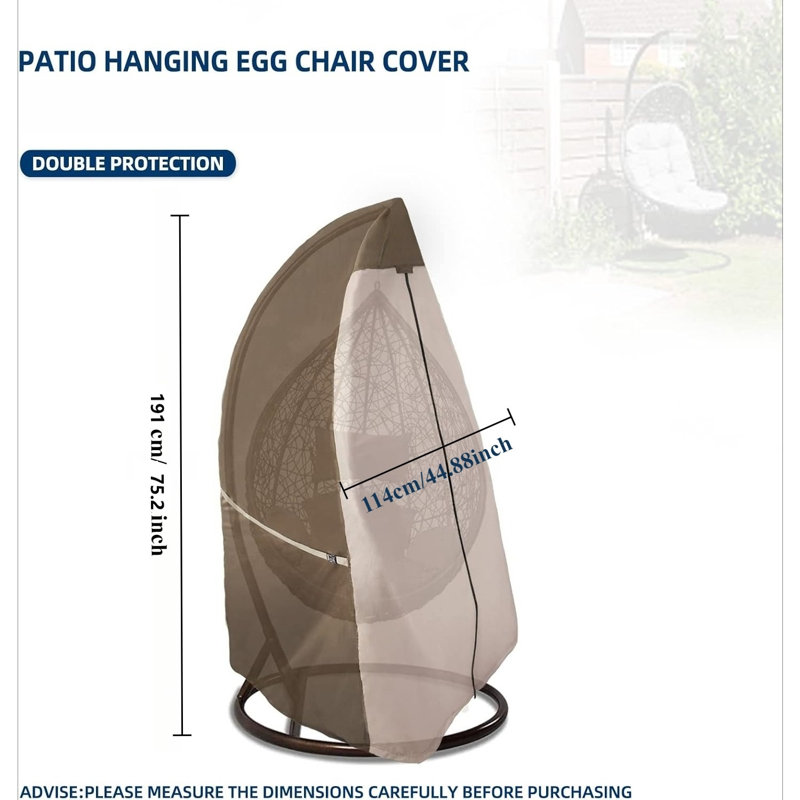Housse pour fauteuil beige beige, protection imperméable enduite d'argent avec fermeture à glissière imperméable à l'avant et boucle de sangle élastique à l'arrière