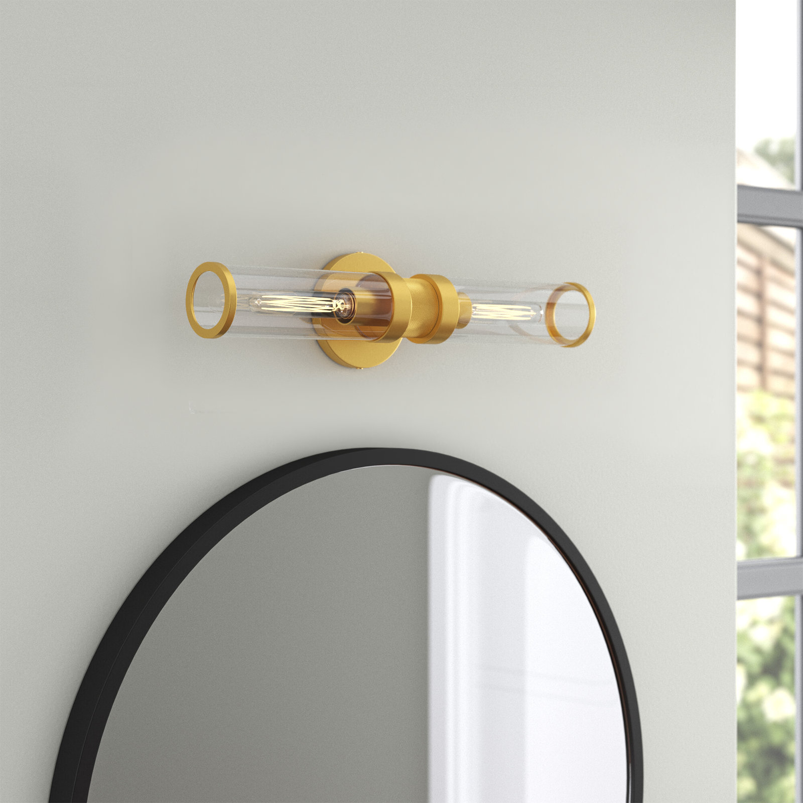 Atley 2 Light Transparent Dimmable Bath Bar, Satin Brass