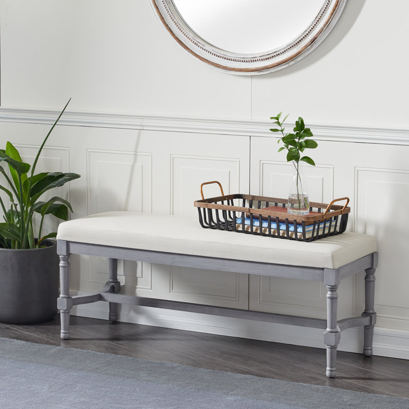 Alphus Linen Upholstered Bench, Gray
