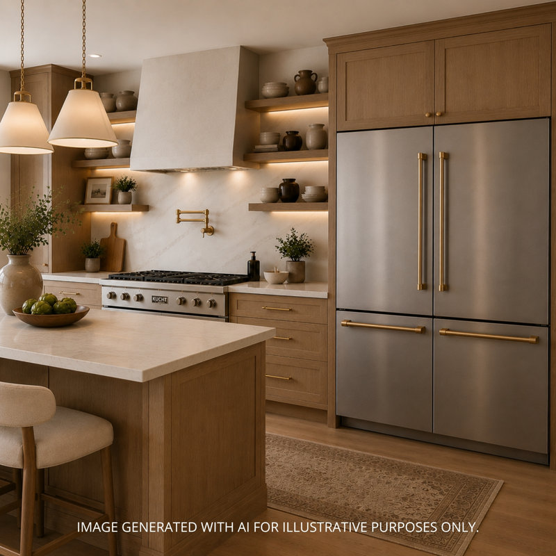 Kucht 71.5 W Refrigerator, Stainless Steel/Gold