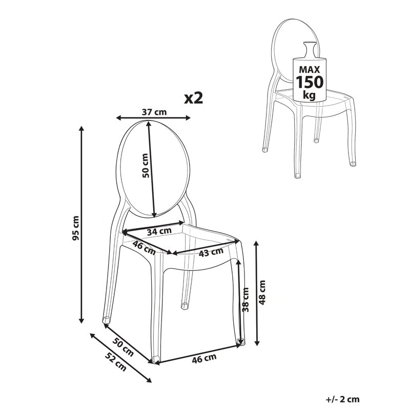 49cm H Upholstered Side Chair in Clear