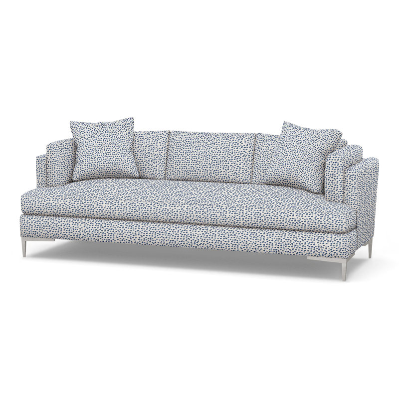 Aiden Upholstered 90.5'' Sofa, Polished Stainless, Perigold Elements Blueberry