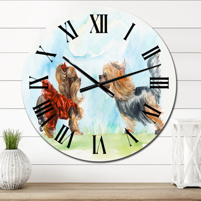 Yorkshire Terrier Dogs Meeting - Horloge murale traditionnelle