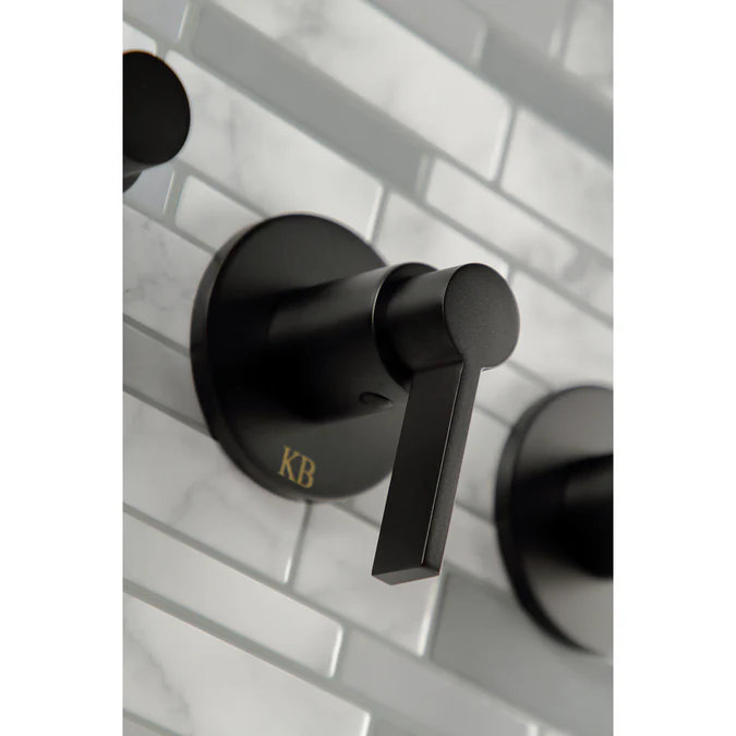 Kingston Brass NuvoFusion Triple-Handle Tub and Shower Faucet, Brushed Nickel