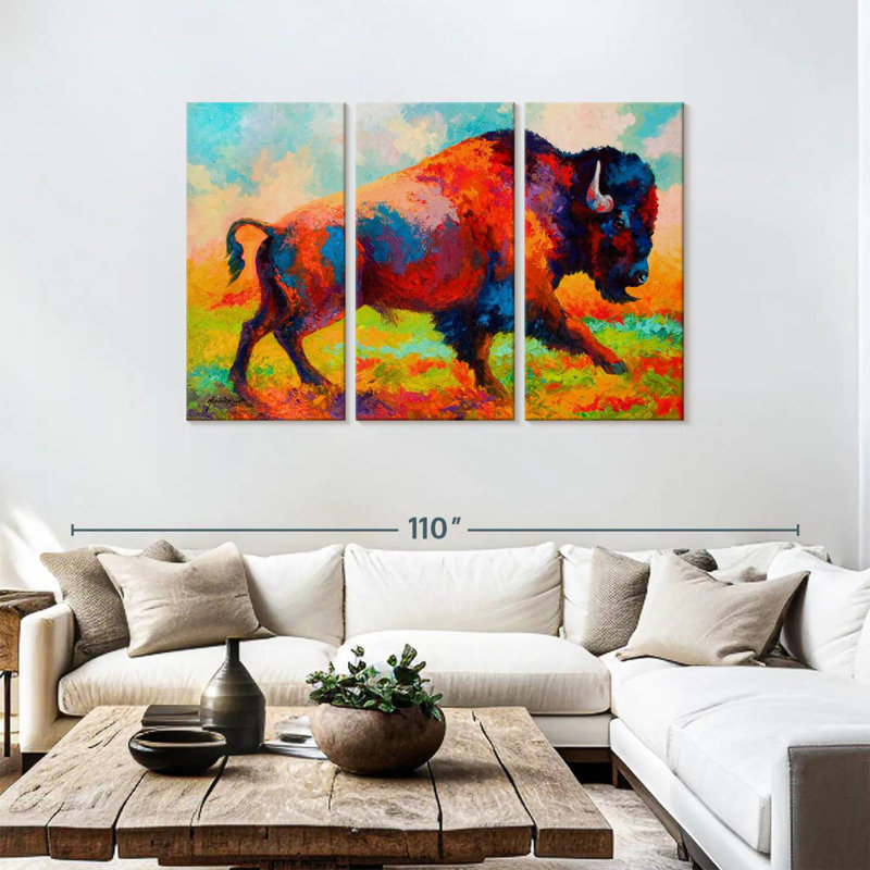 Brampt Bison Running Free, 48" H x 74" W