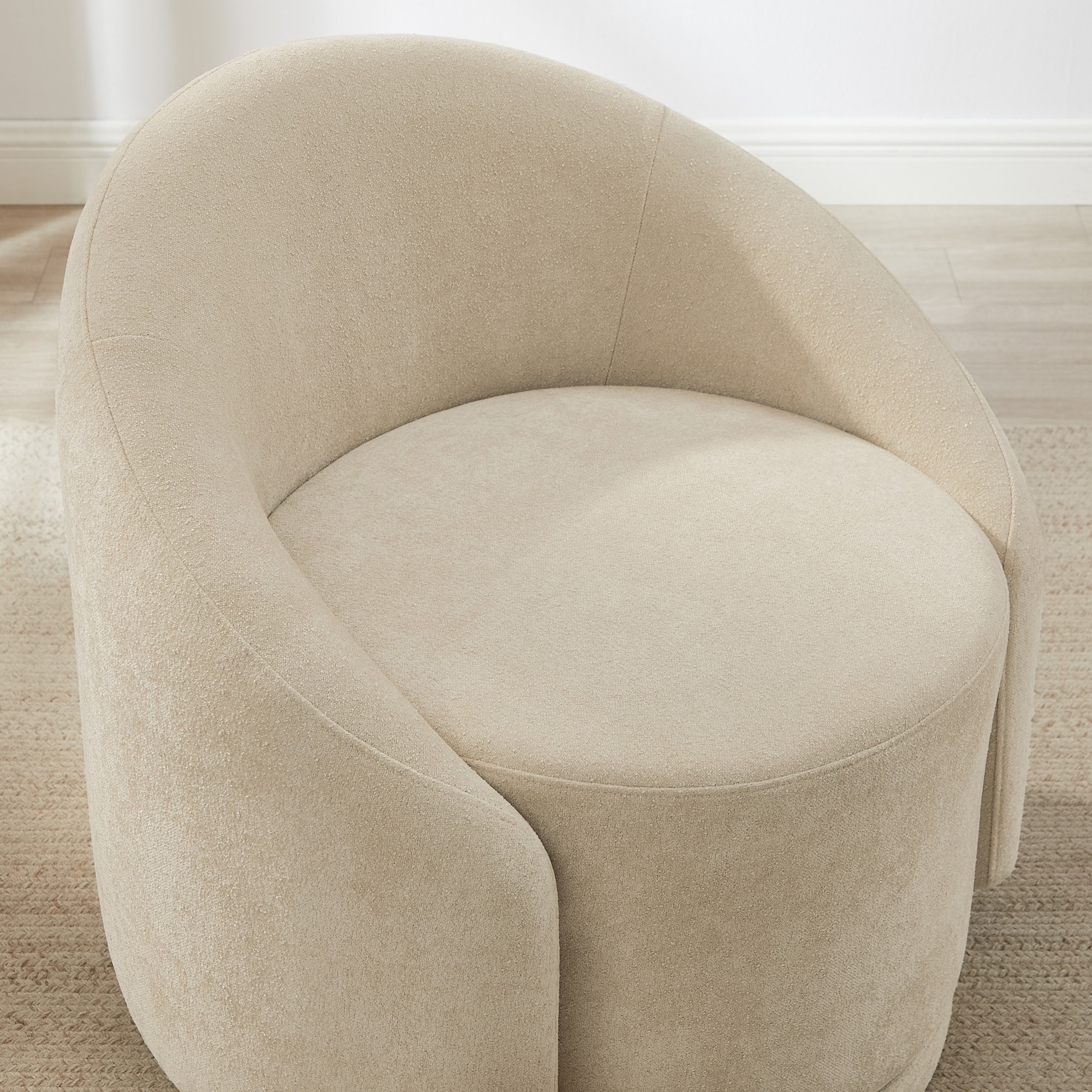 Pasadena Upholstered Swivel Accent Chair, Cream