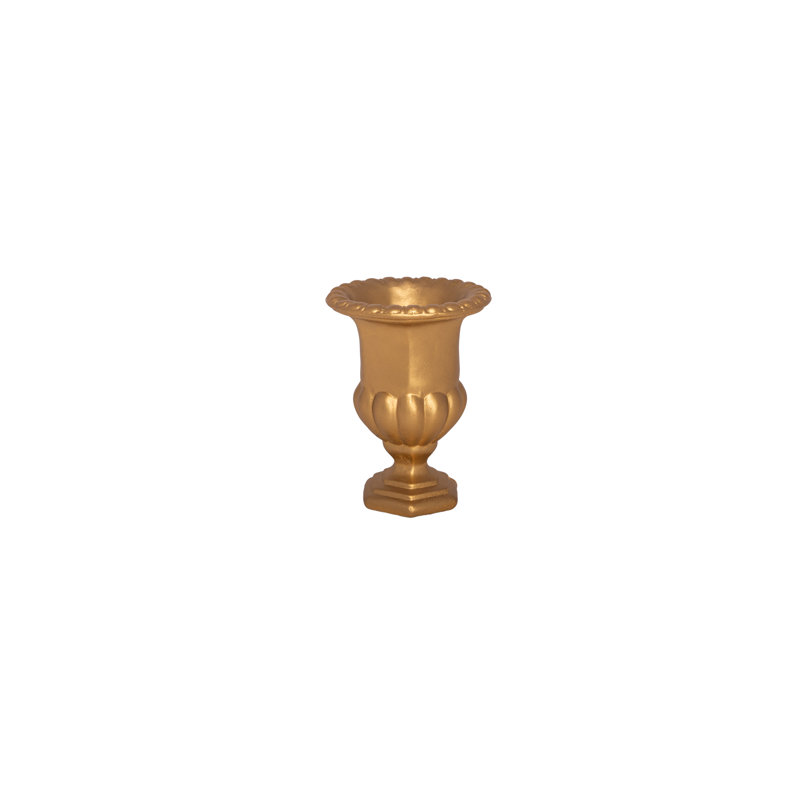 Terracotta Urn Classic Design SM Gold Finish..6.00"x6.00"x8.00"H