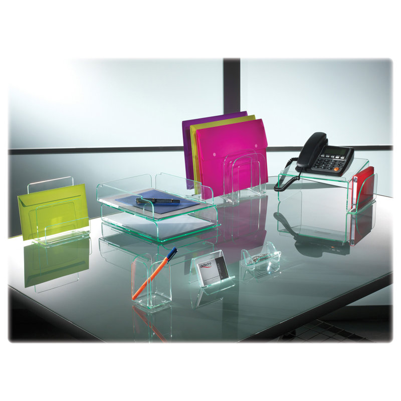 Clear Acrylic Stacking Letter Tray with Green Tint