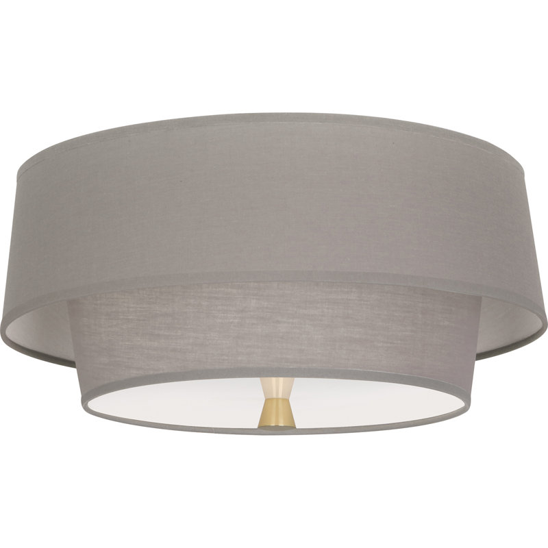 Decker Flush Mount,  Modern Brass, Pearl Gray