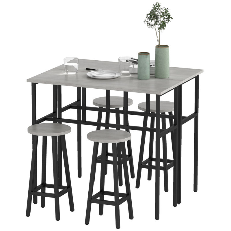 Coatesville 4 - Person Dining Set, Grey, Grey