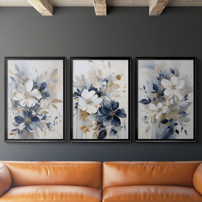 FLORAL Series CCCXI  -Custom Framed  Wrapped Gallery Canvas - 3 Pieces