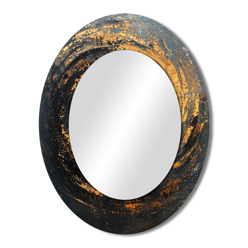 Décoration or noir noir fractal céleste - miroir ovale doré, 43 po x 33 po