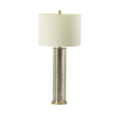 Lampe de table en verre doré avec abat-jour en tissu blanc