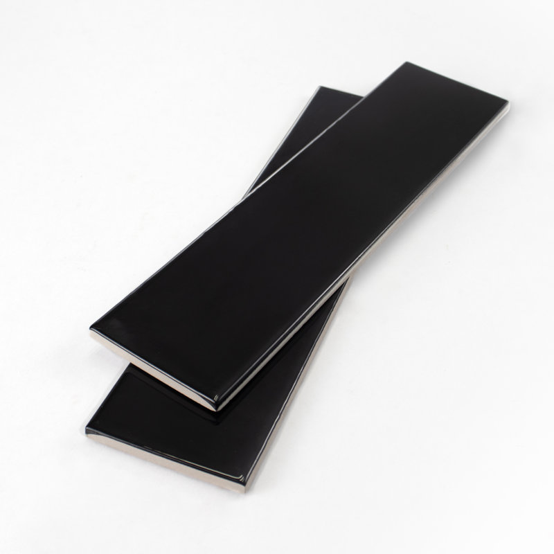 City 3in.x12in. Ceramic Subway Wall Tile, Black Gloss