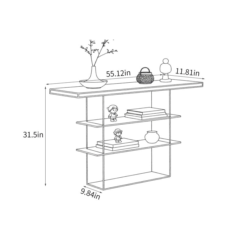 Multifunctional acrylic console table, 31.5" H x 55.12" W x 11.81" D