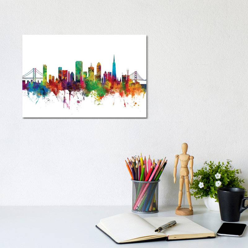 San Francisco, California Skyline by Michael Tompsett - Wrapped Canvas Gallery-Wrapped Canvas Giclée, 20.32 cm H x 30.48 cm W
