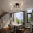 8-Lights Semi Flush Mount Ceiling Light Fixture,Black And Gold Modern Crystal Chandeliers,Farmhouse Lighting Fixtures