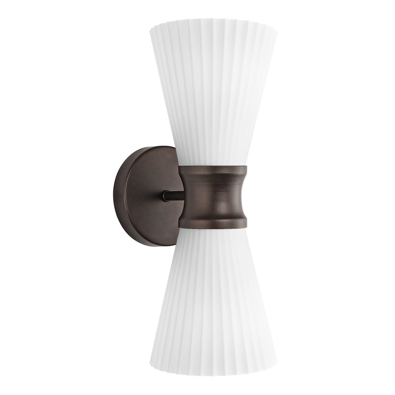 Vintage Dimmable Armed Sconce With Milk Glass Shade Vibrant French Gold, Oil Rubbed Bronze
