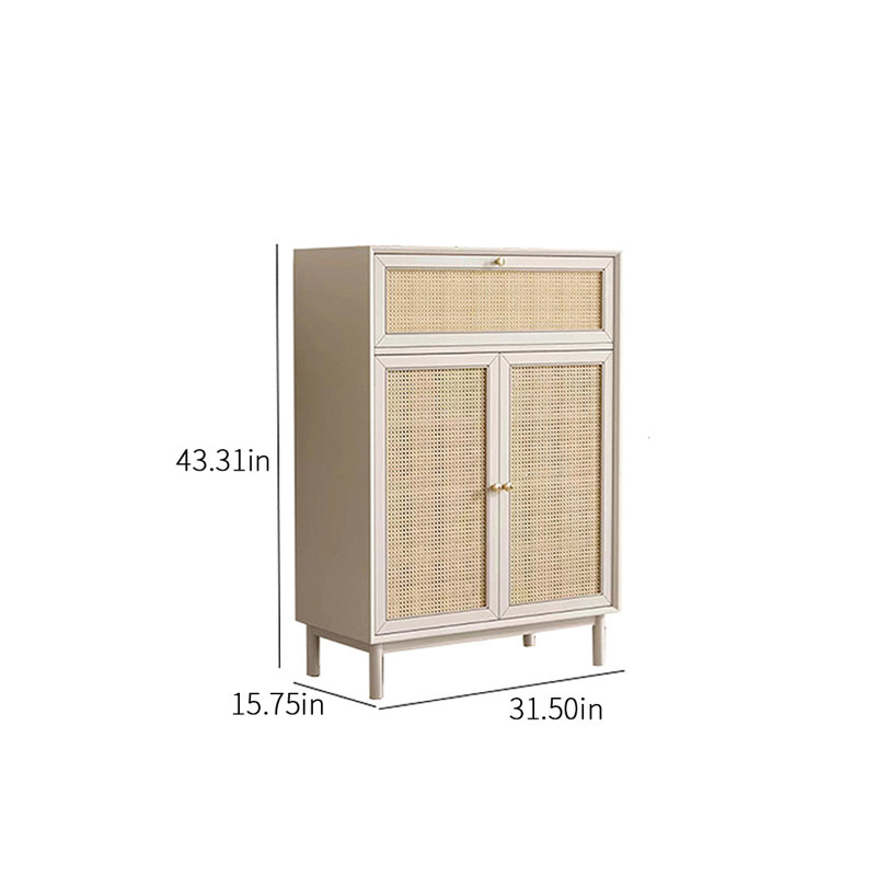 16 Pair Shoe Storage Cabinet, White