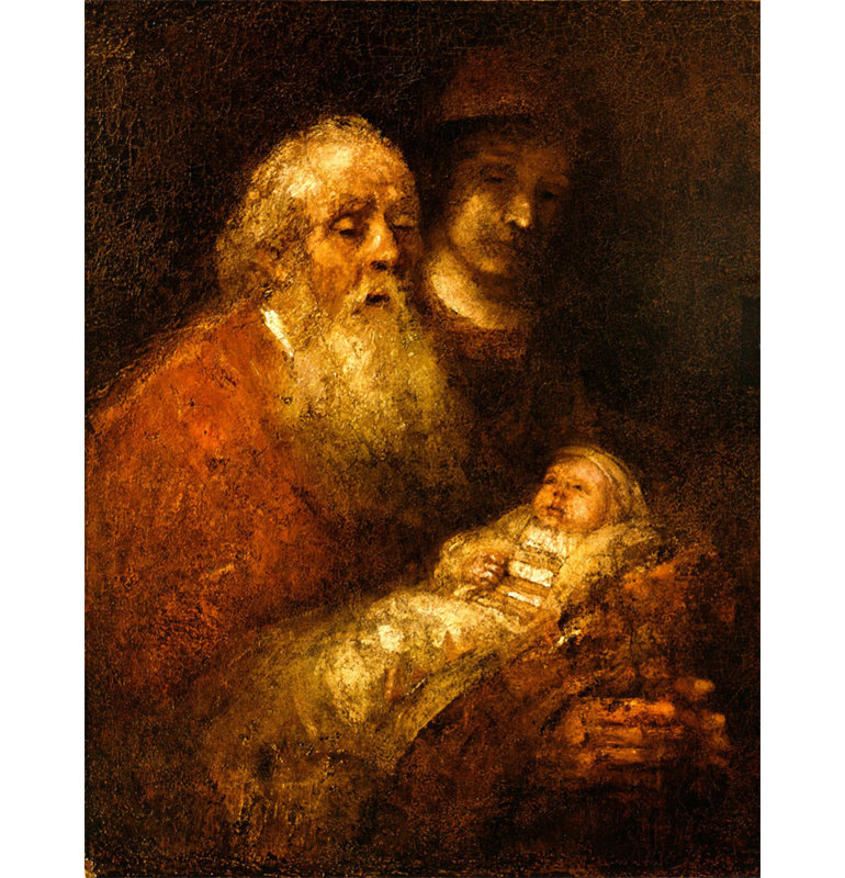 Siméon avec l'enfant Jésus dans le temple, H 36 po x l 28 po