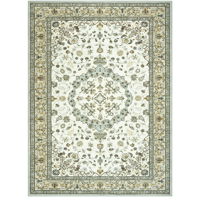 Fillender Large Oriental Floral Living Room Rug Washable Bedroom Rug Non-Slip Colorful Vintage Accent Floor Carpet For Home Decor