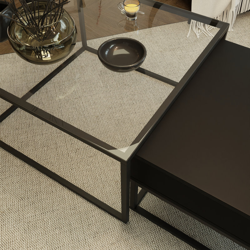 Tekhi Coffee Table with Storage, Matte Black