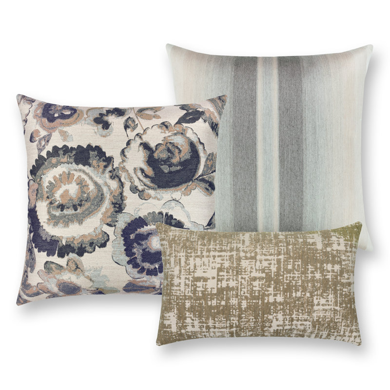 Ambiance Square Indoor/Outdoor Pillow Cover & Insert, Indigo, 22"H x 22"W