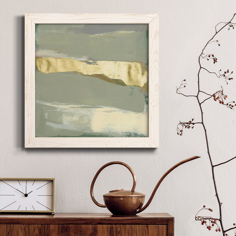 Toile encadrée sauge et or Swipe III-Premium - prête à être accrochée, Blanc, H 31,5 po x l 31,5 po x P 1,5 po