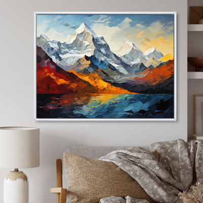 Collage de montagnes majestueuses jaune sarcelle - impression