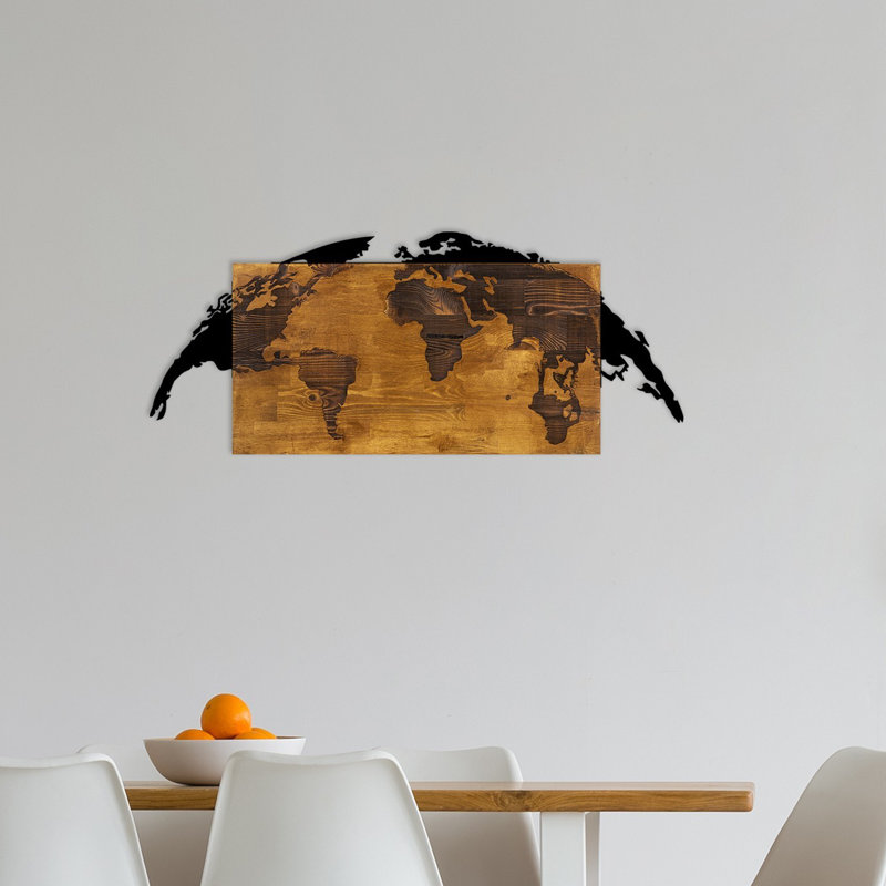 Décoration murale rustique en bois, noyer et noir, 13,8 x 32,7 pouces | 50% bois véritable (épaisseur: 1,2 po) et 50% métal | Conception murale facile | Variations de couleurs uniques pour une touche personnalisée dans n'importe quelle pièce