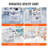3 Tiers Lab Carts Mobile Medical Cart with 3 Trays & 3 Trash Cans White, Trolley Storage Cart with PP Material