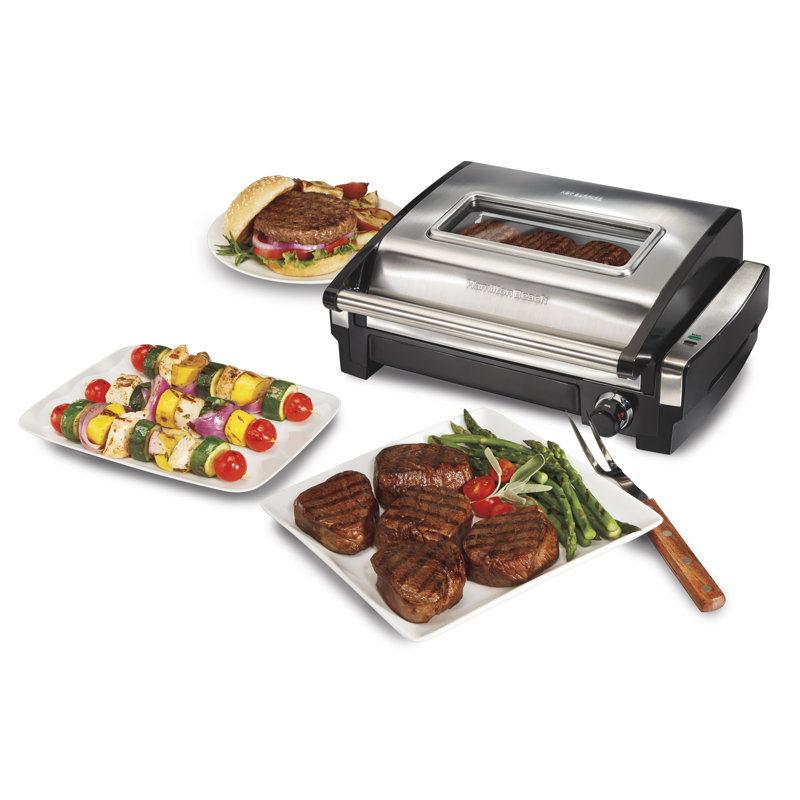 Stainless Steel Electric Indoor Searing Grill with Viewing Window