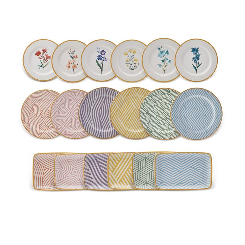 Karaca Botanica 18-Piece Stoneware Dinner Set for 6 People, Multi
