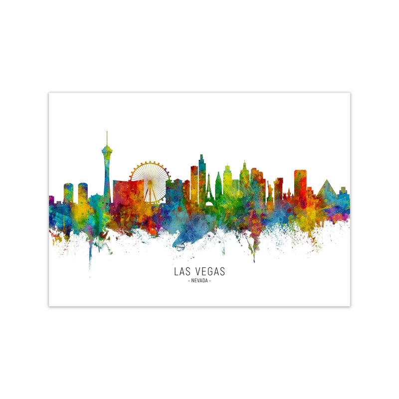 Las Vegas Nevada Skyline by Michael Tompsett - Print, Unframed, 30cm H x 42cm W x 1cm D