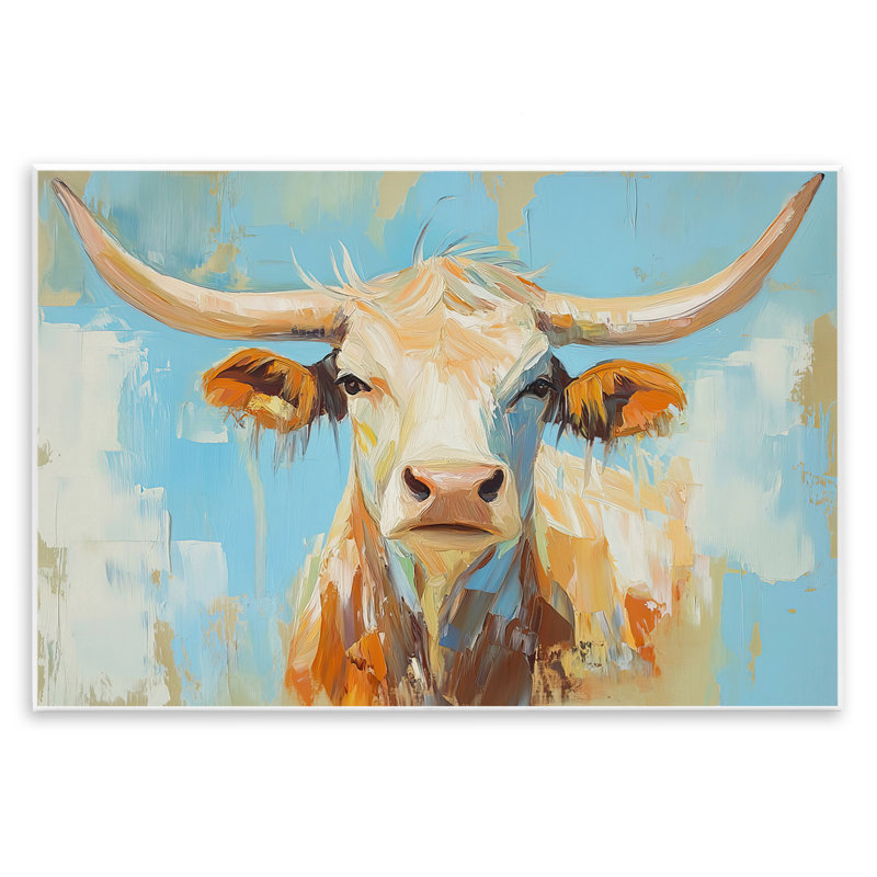 Plaque murale abstraite Texas Longhorn, design par Tina LeCour, H 13 po x l 19 po