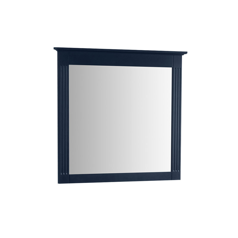 Miroir rectangulaire moderne en bois massif avec cadre H 33 po, 33 po x 38 po, Bleu marine