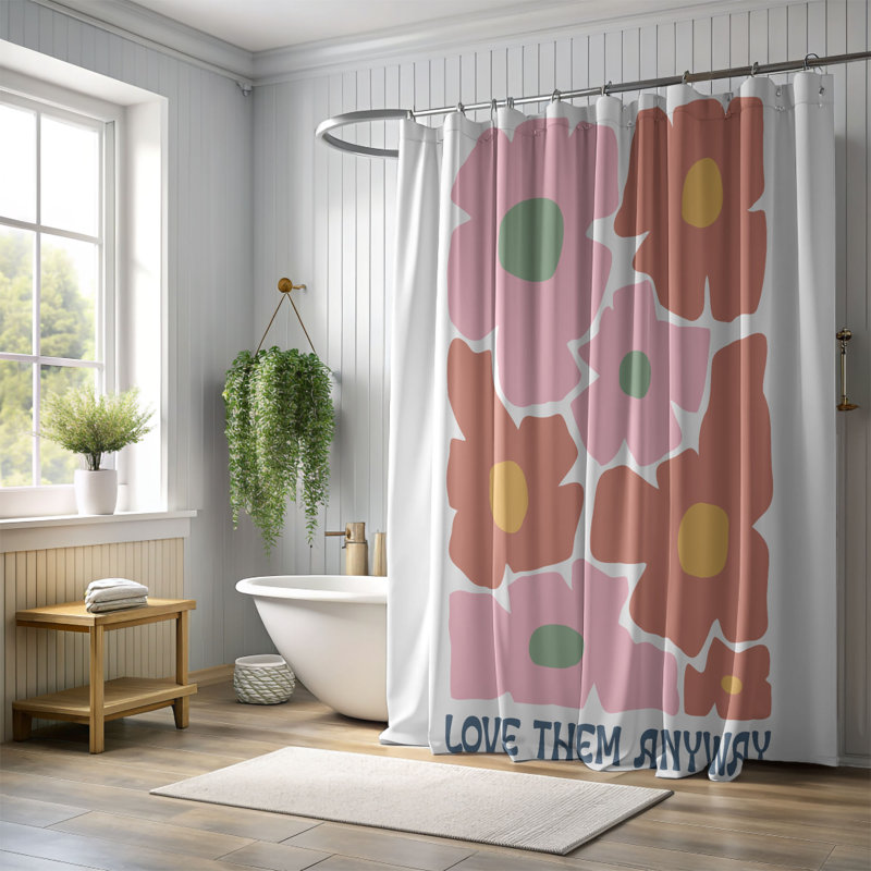 Rideau de douche standard 1 pièce Faith Blooms, H 74 po x l 71 po
