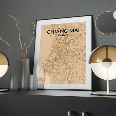 Chiang Mai City Map In Vintage - No Frame Print