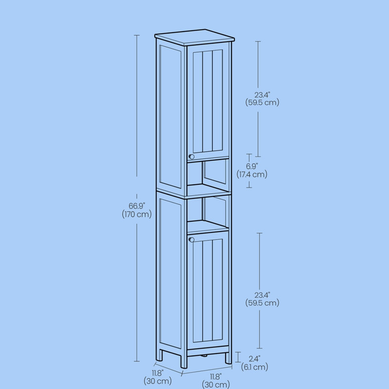 Armoire de rangement avec lumières Evadean, Vert, H 67 po x l 12 po x P 12 po