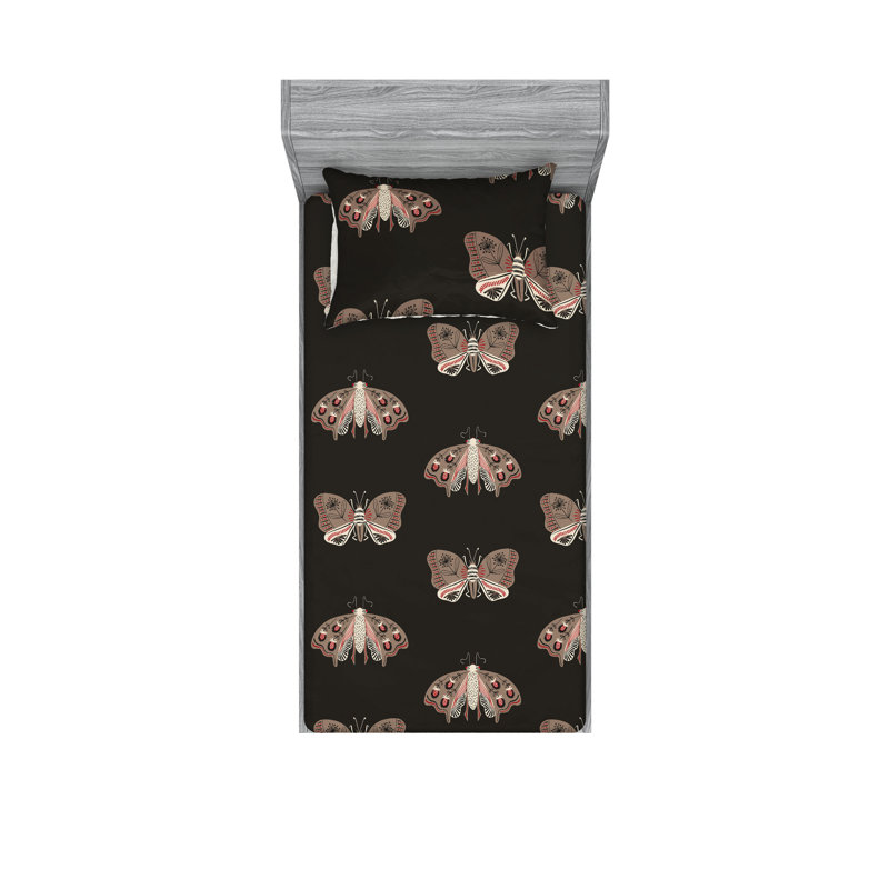 Drap-housse et taie décorative Ambesonne, Ensemble de draps pour lit simple avec 1 taie d'or